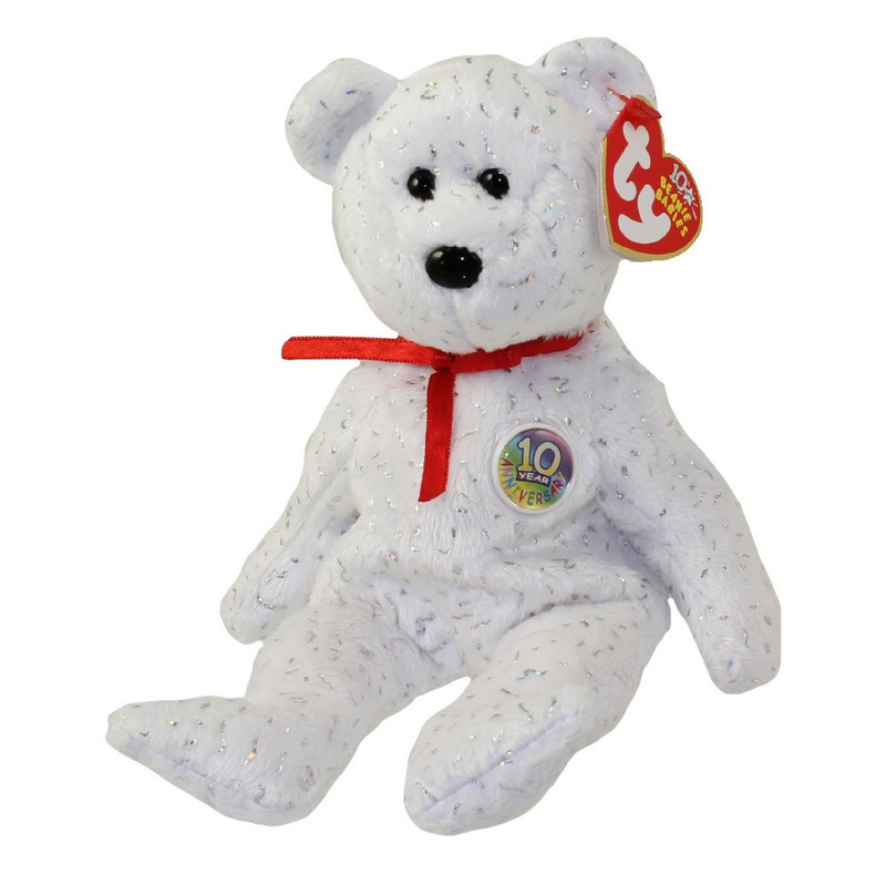 عروسک تی وای طرح خرس مدل Decade Beanie Baby Bear کد SZ4/226 ارتفاع 22 سانتی متر