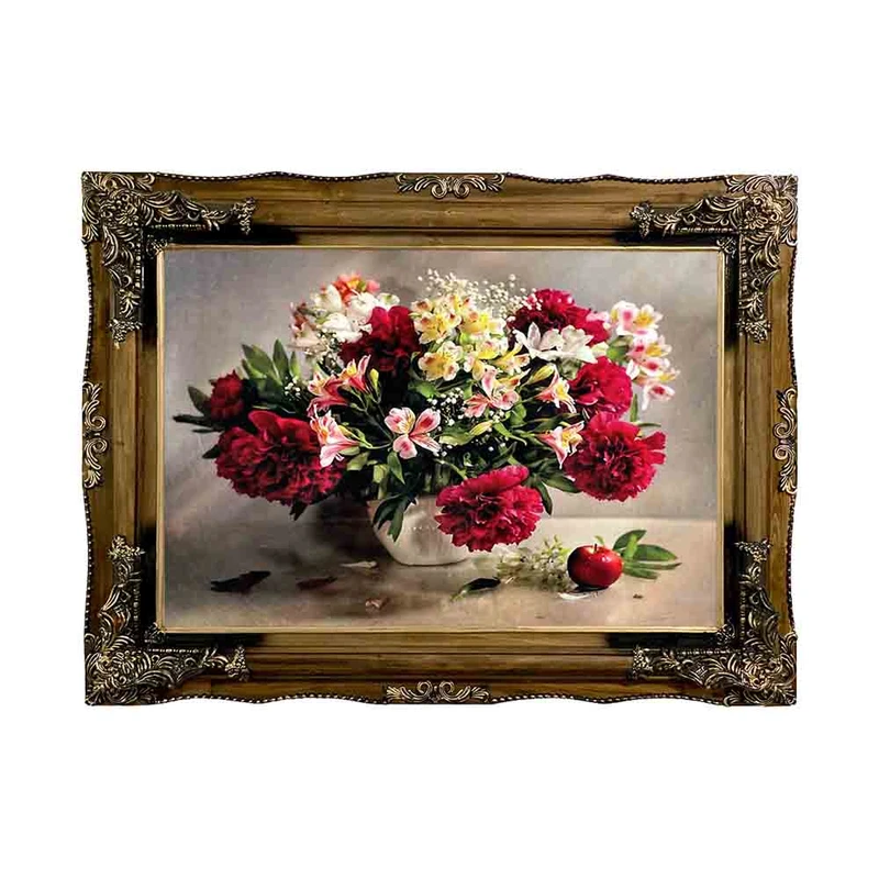 تابلو فرش ماشینی مدل گلدان گل کد 8902