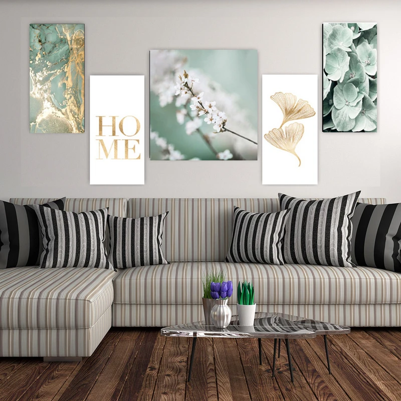 تابلو شاسی بکلیت طرح مدرن طبیعت و گل مدل SH-1938 مجموعه 5 عددی