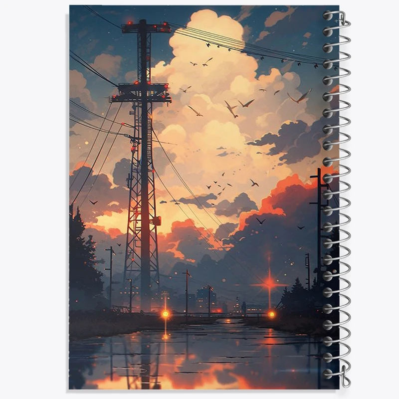 دفتر مشق 50 برگ خندالو طرح منظره شهری کد F653