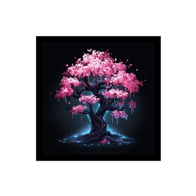 تابلو نوری بکلیت طرح گرافیکی درخت شکوفه بهاری مدل B-MID-18835