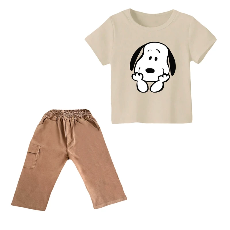 ست تی شرت و شلوارک پسرانه مدل اسنوپی کد ۷۰