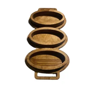 سینی مدل چوبی بیضی مجموعه 4 عددی