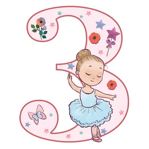   استند رومیزی مدل تولد عدد 3 طرح بالرین کد 613