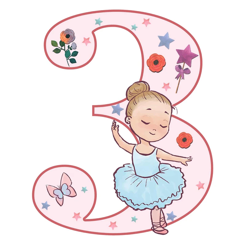 استند رومیزی مدل تولد عدد 3 طرح بالرین کد 613