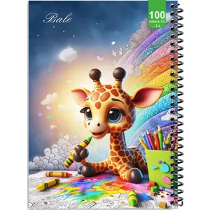 دفتر نقاشی 100 برگ بله مدل رحلی طرح فانتزی حیوانات کد A4-N170
