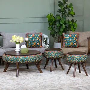 میز پذیرایی گرد مدل نگار طرح قمصر مجموعه 3 عددی