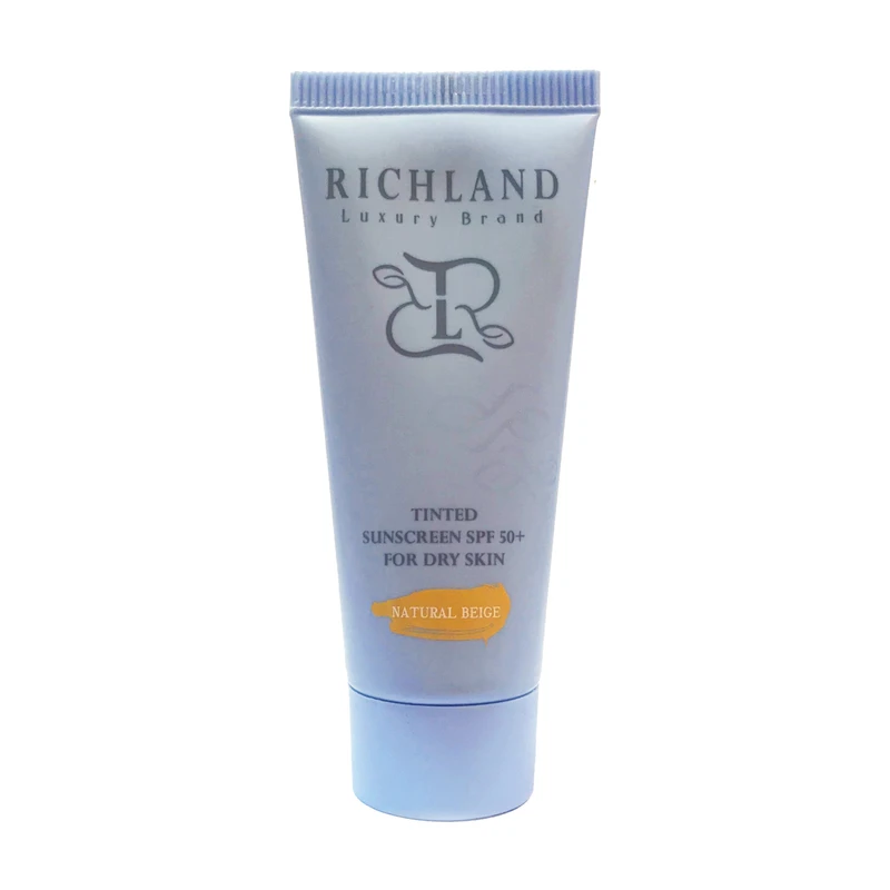 کرم ضد آفتاب رنگی صورت ریچلند SPF 50 مدل tinted محافظ در برابر اشعه UVA و UVB مناسب برای پوست خشک حجم 40 میلی‌لیتر