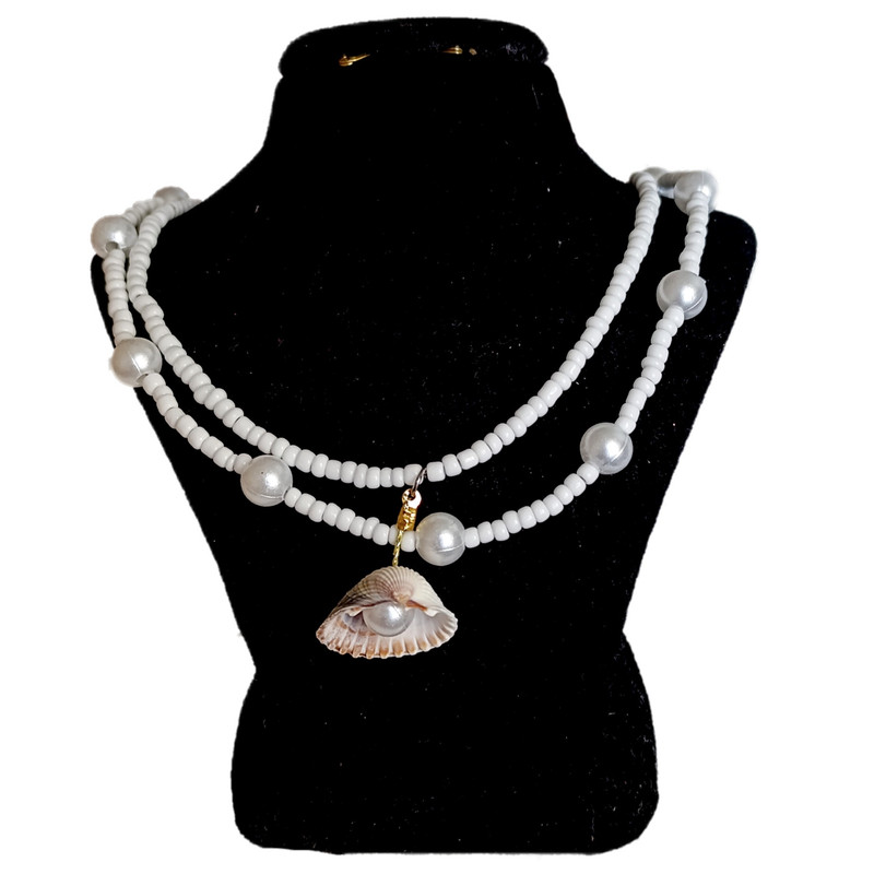 گردنبند دخترانه مدل صدف و مروارید کد 10