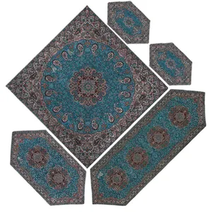 ست 5 تکه رومیزی ترمه طرح نسترن کد sbz