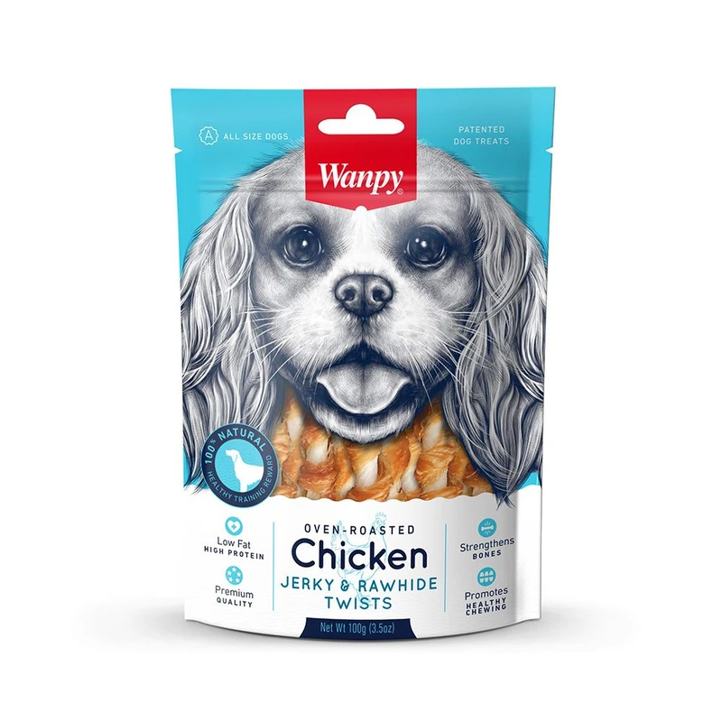 غذای تشویقی سگ ونپی مدل Chicken Jerky And Rawhide Twists وزن 100 گرم
