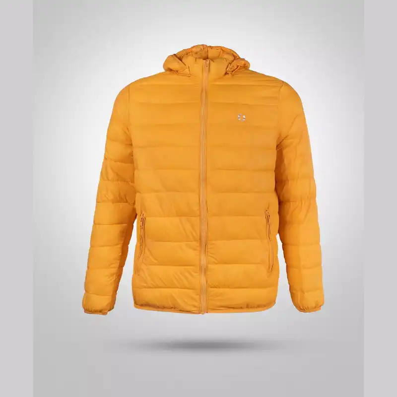 کاپشن مردانه جوتی جینز مدل کلاهدار کد 122128 رنگ نارنجی