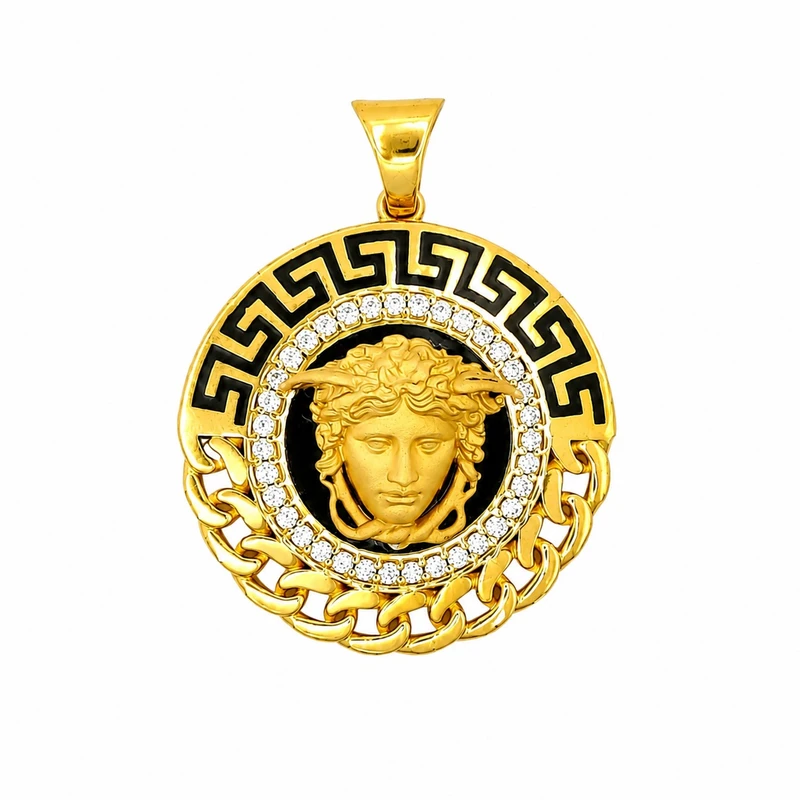 آویز گردنبند طلا 18 عیار زنانه گلدینا طرح ورساچه