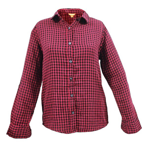 شومیز آستین بلند زنانه جویی فرش مدل چهارخانه 07