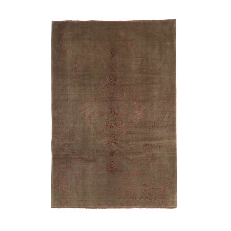 فرش نیمه دستبافت هشت و نیم متری طرح گل ابریشم کد 543916