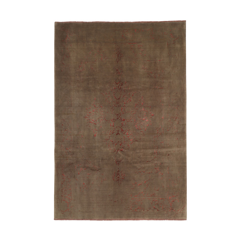 فرش نیمه دستبافت هشت و نیم متری طرح گل ابریشم کد 543916