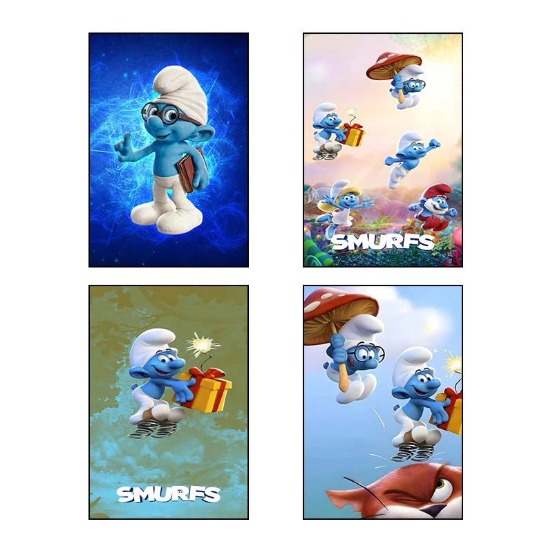 تابلو شاسي کارنيکا طرح اسمورف‌ها Smurfs کد 59957 مجموعه 4 عددی