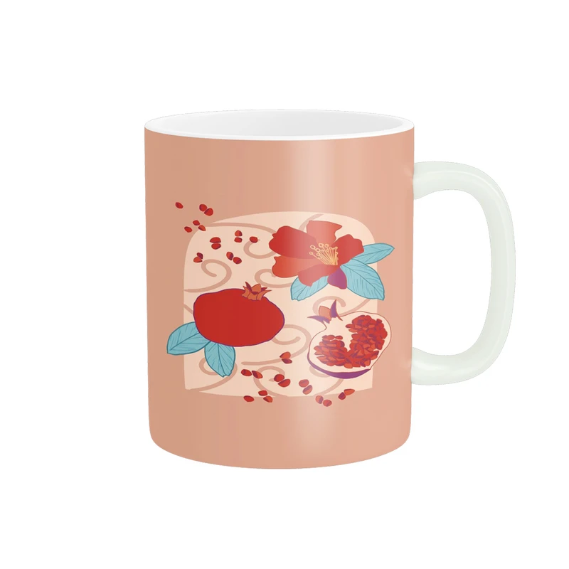 ماگ پادآفرین مدل یلدایی شب یلدا شب چله طرح انار و هندوانه کد p2687