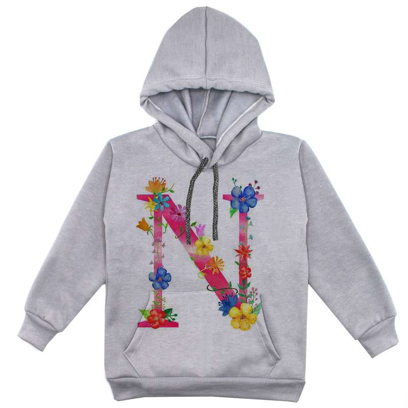 هودی دخترانه مدل F71 N رنگ  طوسی