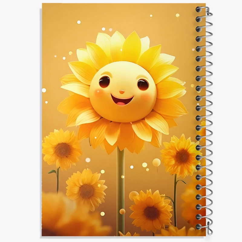 دفتر شطرنجی 50 برگ خندالو طرح گل آفتابگردان کد N5321