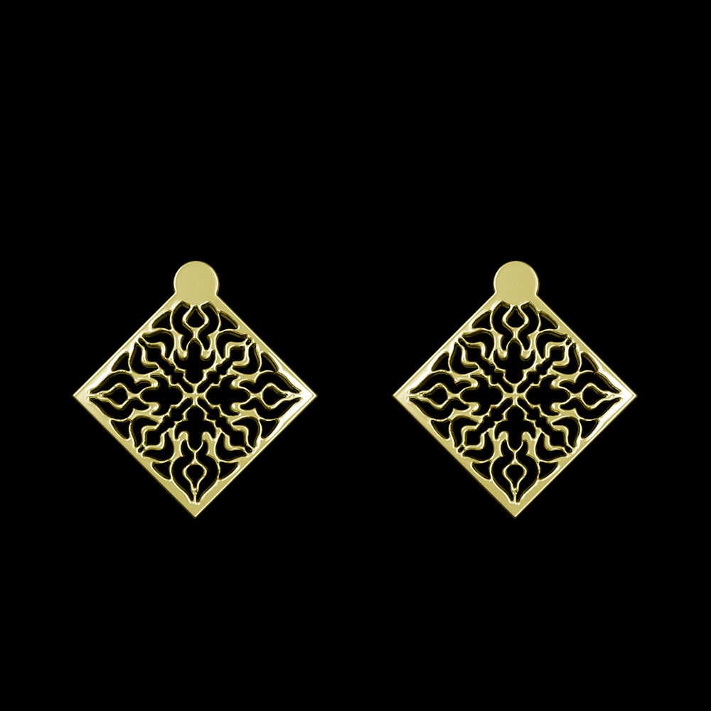 گوشواره طلا 18 عیار زنانه مدوپد مدل اسلیمی کد GA1-10362