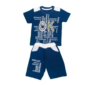 ست تی شرت و شلوارک پسرانه مدل ok رنگ سرمه ای