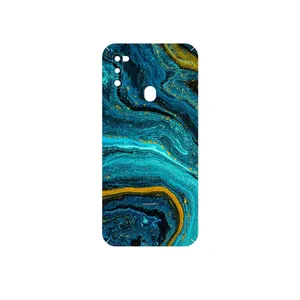 MAHOOT Turquoise marblewith golden streaks Cover Sticker for Samsung Galaxy M21  2021 Edition