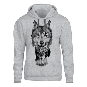 هودی مردانه مدل گرگ  کد 80 رنگ طوسی