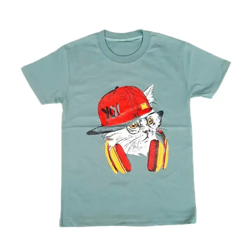 تی شرت آستین کوتاه پسرانه مدل Cat-01