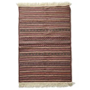 گلیم دستباف یک و نیم متری طرح غروب کویر زمینه نارنجی