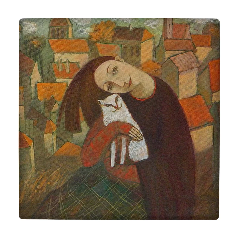 زیر لیوانی طرح دختر و گربه کد    2465010_84