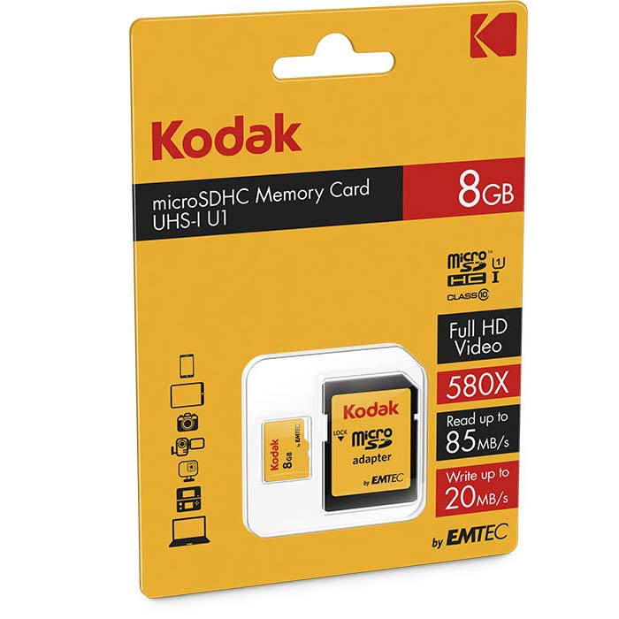 کارت حافظه microSDHC امتک کداک کلاس 10 استاندارد UHS-I U1  سرعت 85MBps 580X ظرفیت 8 گیگا بایت به همراه آداپتور SD