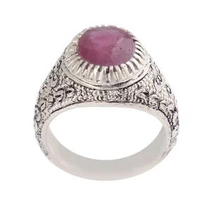 انگشتر نقره مردانه بازرگانی میلادی مدل سنگ یاقوت کد AM_2573