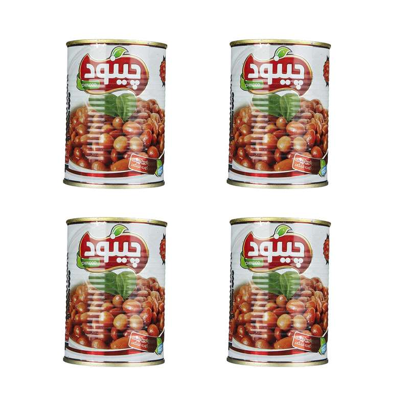  کنسرو لوبیا چیتی با سس گوجه فرنگی چینود - 350 گرم بسته 4 عددی
