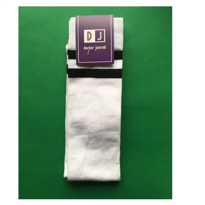 جوراب زنانه دکتر جوراب مدل بالای زانو دوخط رنگ سفید