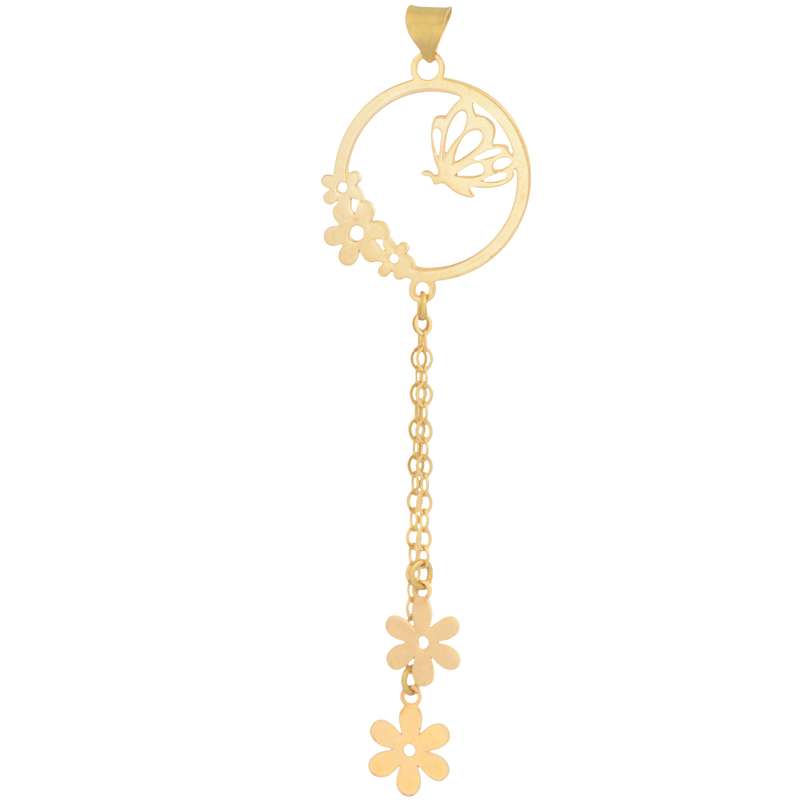 آویز گردنبند طلا 18 عیار زنانه طلای مستجابی مدل گل و پروانه کد 6901