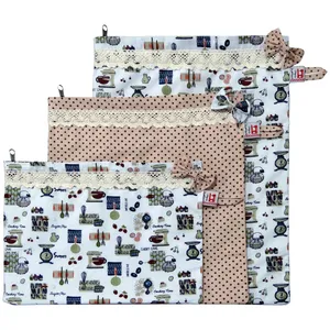 کیسه نان و سبزی منسوجات خسروشاهی برتر مدل زیپدار طرح آلفا مجموعه 3 عددی کد SAB21