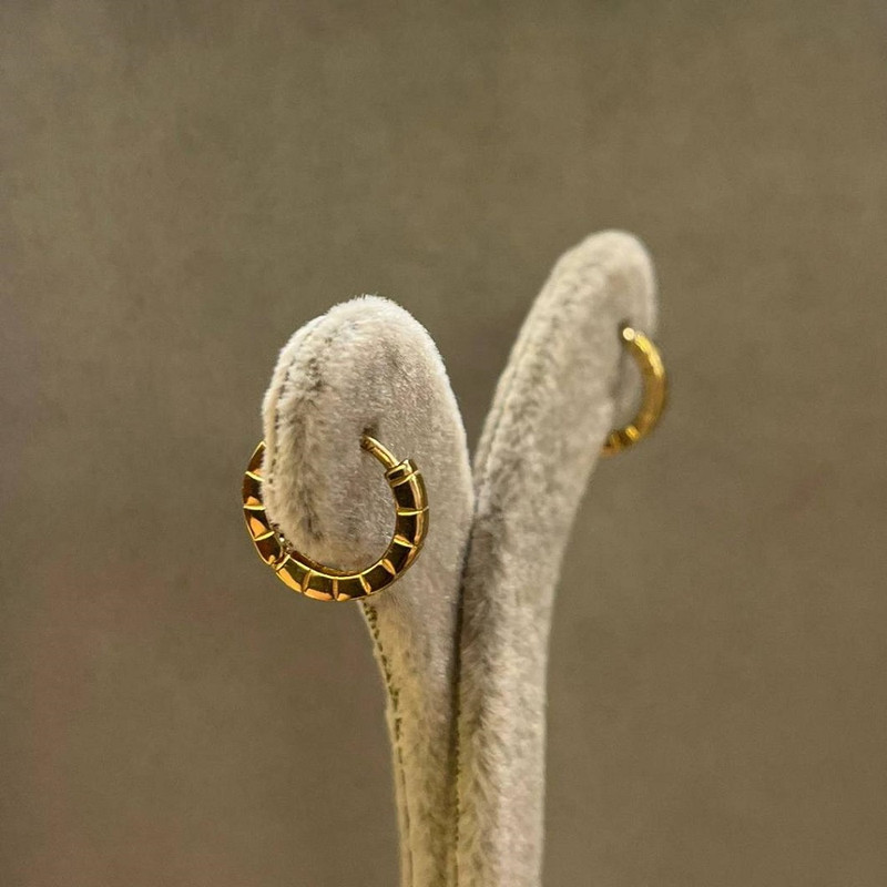 گوشواره حلقه ای طلا 18 عیار زنانه الی گالری مدل خط دار - 5