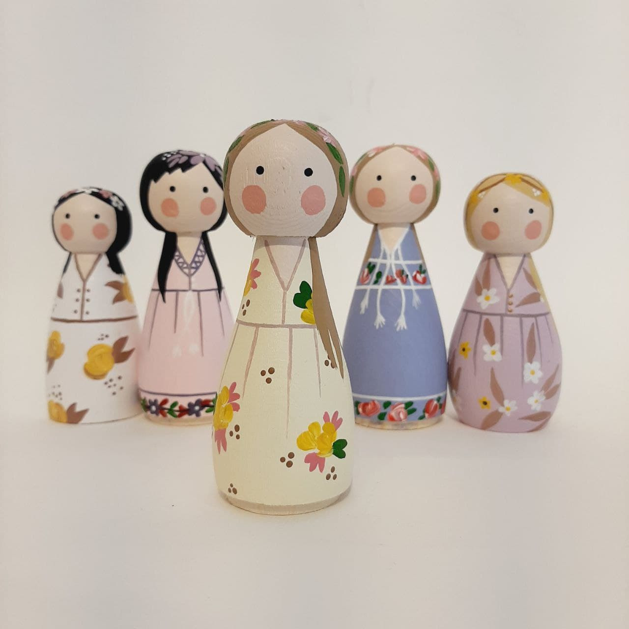عروسک چوبی مدل پری ها مجموعه ۵ عددی