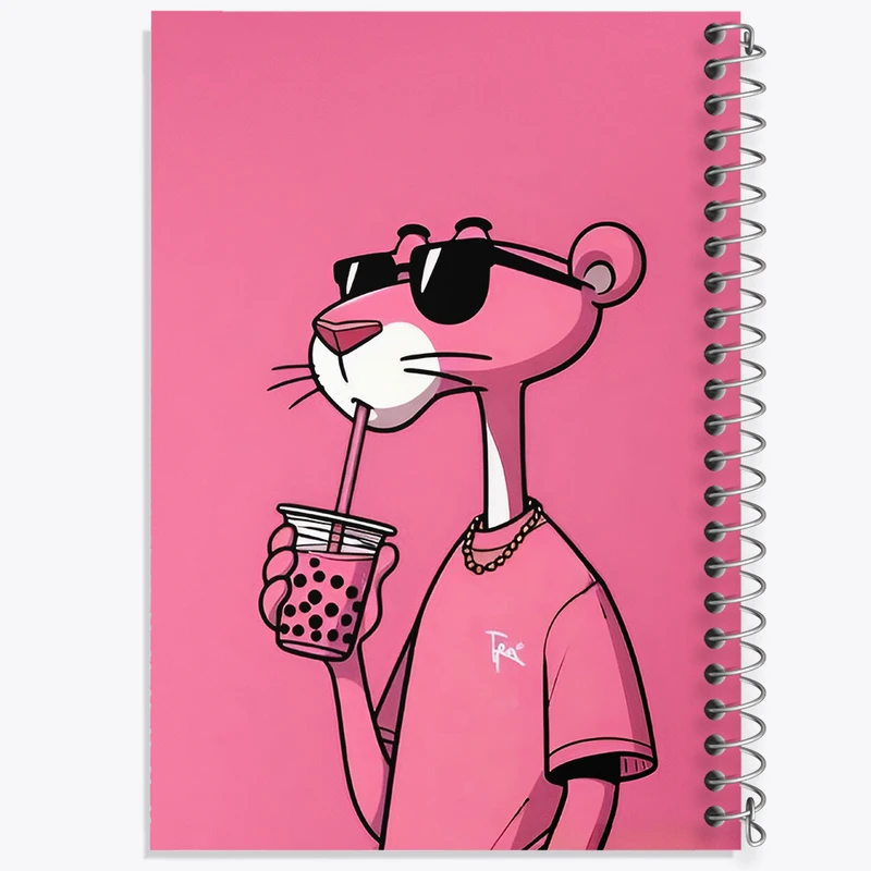 دفتر ژورنال نویسی 50 برگ خندالو مدل نقطه ای طرح پلنگ صورتی کد N2498