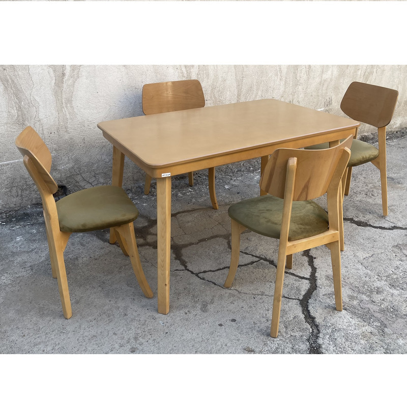 میز و صندلی ناهارخوری 4 نفره گالری چوب آشنایی مدل Khod-minfili-Lux4