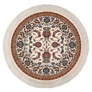 فرش ماشینی فرش مارکت تریتا مدل گرد کد fm700 10 زمینه کرم