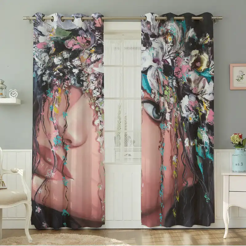 پرده نیروانا طرح چهره مدل مخمل کد 4673 سایز 140×280 سانتی متر