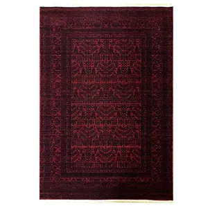 فرش ماشینی 500 شانه فرش رادین زمینه قرمز حاشیه قرمز مدل V4747