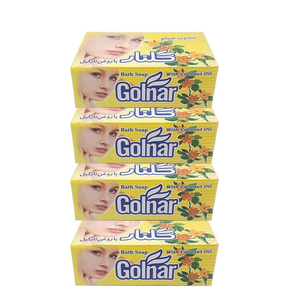 صابون شستشو گلنار مدل لیمویی وزن 130 گرم بسته 4 عددی