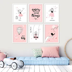 تابلو کودک و نوزاد بکلیت مدل دختر و پرنده آزاد M079 مجموعه 6 عددی