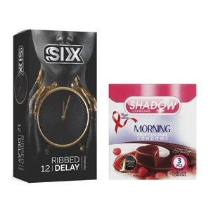 کاندوم سیکس مدل Ribbed Delay بسته 12 عددی به همراه کاندوم شادو مدل Morning بسته 3 عددی