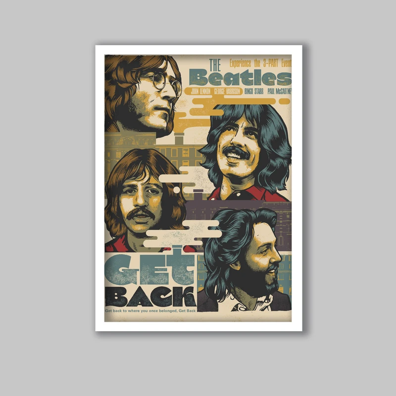 تابلو لیلیان طرح گروه موسیقی بیتلز کد LA-G10904 فریم سفید