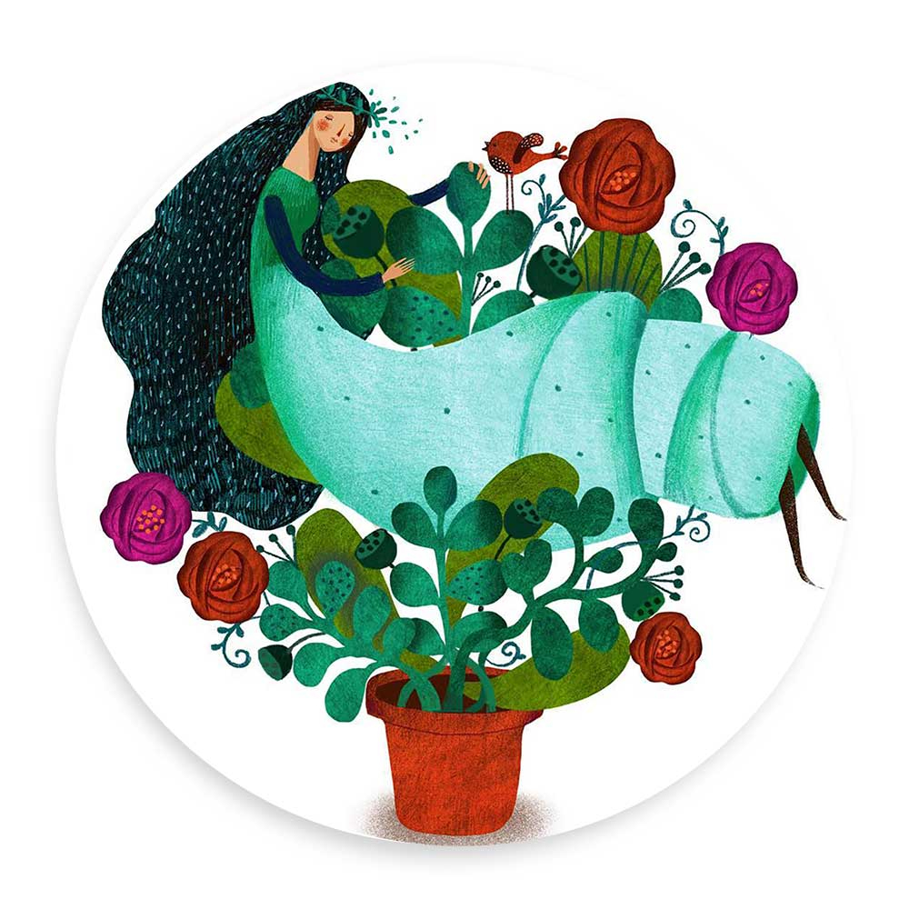 دیوارکوب طرح بانو و گل های رز مدل wtb345