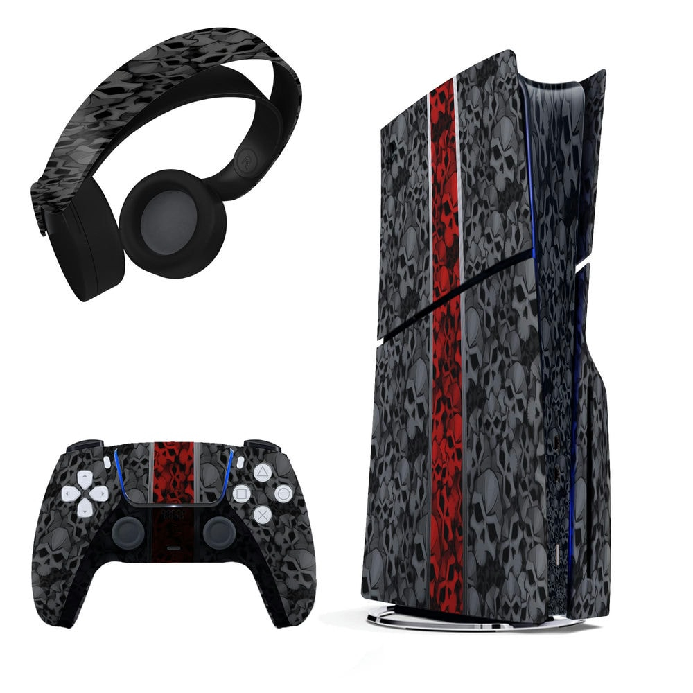 برچسب کنسول بازی پلی استیشن 5 اسلیم هاماگراف مدل redline skull مناسب برای دستگاه دیسک خور